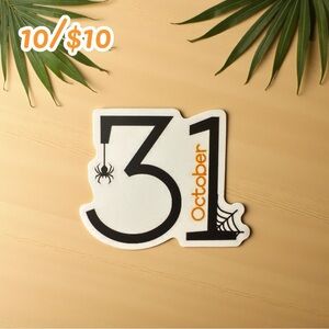 Vintage Halloween Sticker – October 31 Spider & Web Design – Matte Finish 2.5”